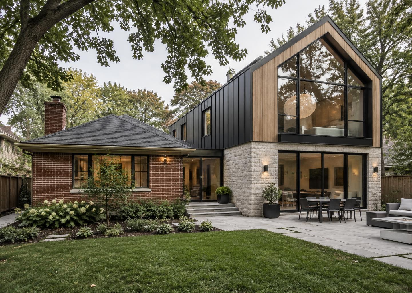 Brick ranch with a new steel and timber upper storey